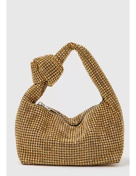 Olga Knotted Crystal-Embellished Shoulder Bag Gold