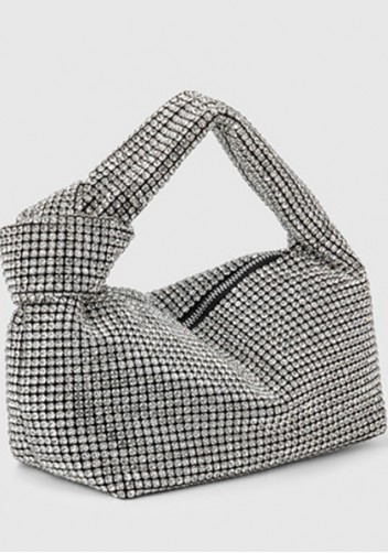 Olga Knotted Crystal-Embellished Shoulder Bag Silver