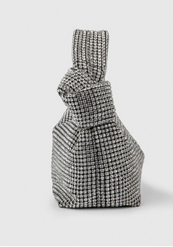 Olga Knotted Crystal-Embellished Shoulder Bag Silver
