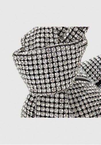 Olga Knotted Crystal-Embellished Shoulder Bag Silver