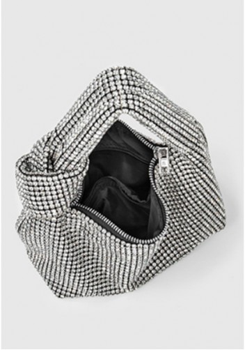 Olga Knotted Crystal-Embellished Shoulder Bag Silver