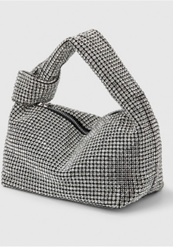 Olga Knotted Crystal-Embellished Shoulder Bag Silver
