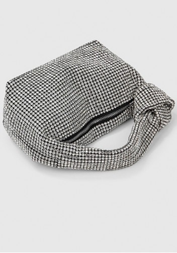 Olga Knotted Crystal-Embellished Shoulder Bag Silver