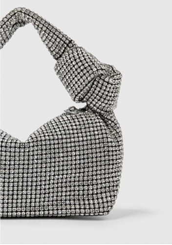 Olga Knotted Crystal-Embellished Shoulder Bag Silver