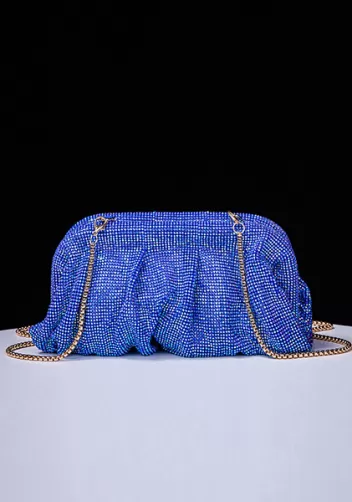 Elise Crystal-Embellished Pouch Blue