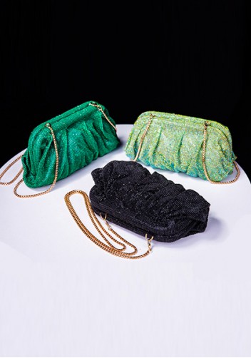 Elise Crystal-Embellished Pouch Blue