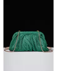 Elise Crystal-Embellished Pouch Dark Green