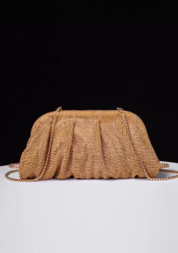 Elise Crystal-Embellished Pouch Gold
