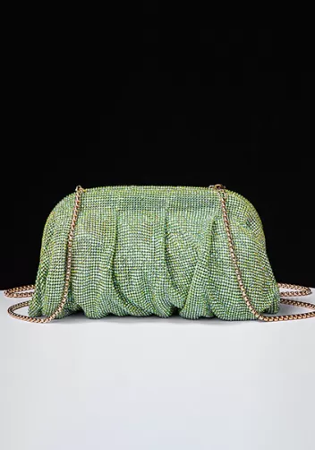 Elise Crystal-Embellished Pouch Green