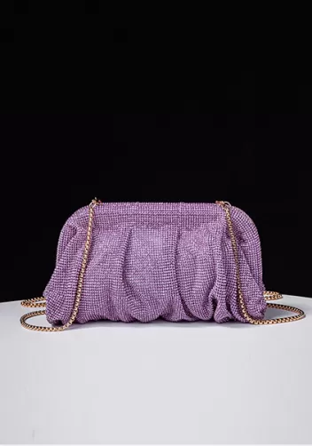 Elise Crystal-Embellished Pouch Purple