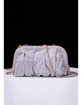 Elise Crystal-Embellished Pouch Silver