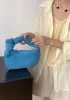 Dina Small Knotted Intrecciato Vegan Leather Tote Suede Blue