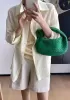 Dina Small Knotted Intrecciato Vegan Leather Tote Suede Green