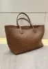 Grand Boulevard Woven Large Leather Tote Camel