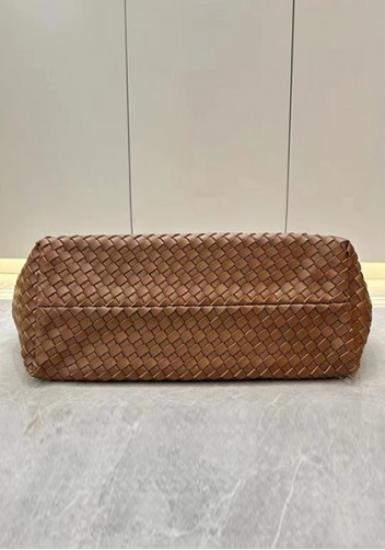 Grand Boulevard Woven Large Leather Tote Camel