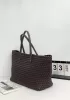 Grand Boulevard Woven Large Leather Tote Choco