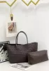 Grand Boulevard Woven Large Leather Tote Choco