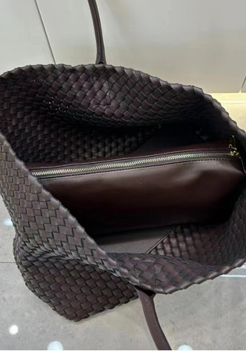 Grand Boulevard Woven Large Leather Tote Choco