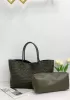 Grand Boulevard Woven Large Leather Tote Green