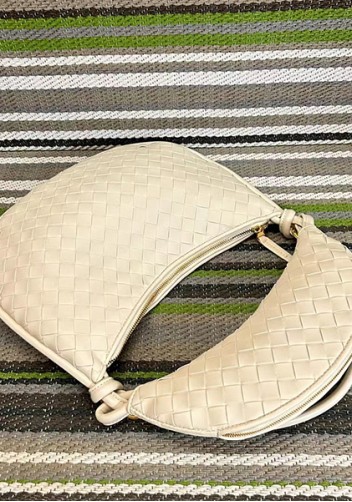 Gemini Woven Shoulder Bag Cream