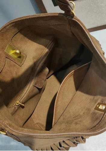 Shimanne Suede Leather Fringe Shoulder Bag Camel