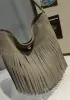 Shimanne Suede Leather Fringe Shoulder Bag Grey