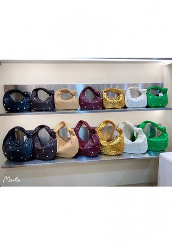 Dina Medium Knotted Intrecciato Vegan Leather Tote Studs Gold