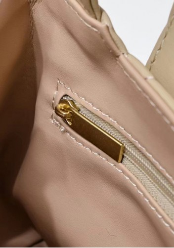 Adele Flap Top Handle Leather Shoulder Bag Beige