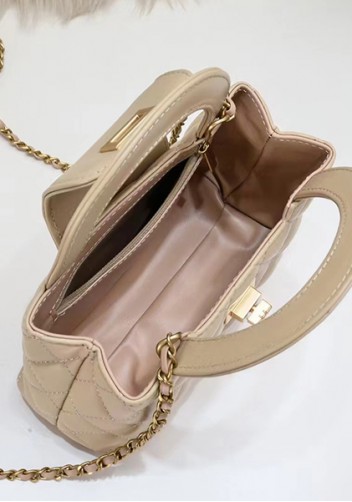 Adele Flap Top Handle Leather Shoulder Bag Beige