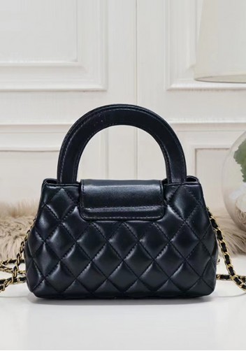 Adele Flap Top Handle Leather Shoulder Bag Black