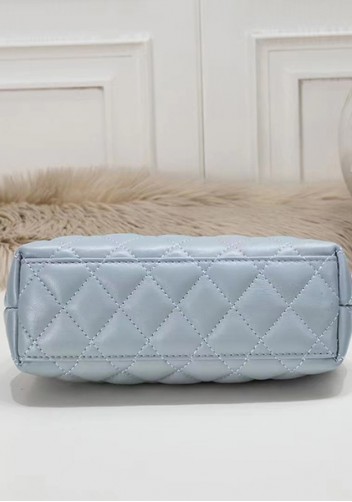 Adele Flap Top Handle Leather Shoulder Bag Blue