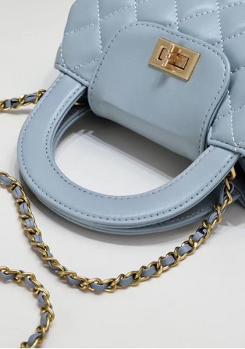Adele Flap Top Handle Leather Shoulder Bag Blue