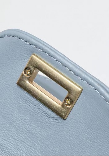 Adele Flap Top Handle Leather Shoulder Bag Blue