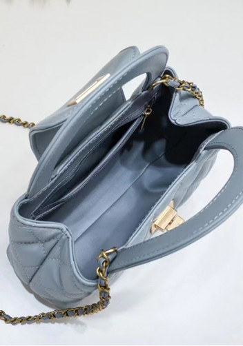 Adele Flap Top Handle Leather Shoulder Bag Blue