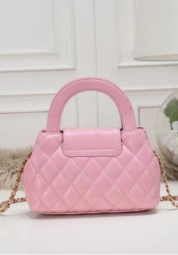 Adele Flap Top Handle Leather Shoulder Bag Pink