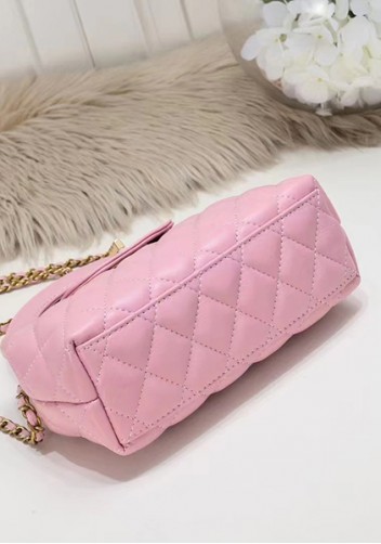 Adele Flap Top Handle Leather Shoulder Bag Pink