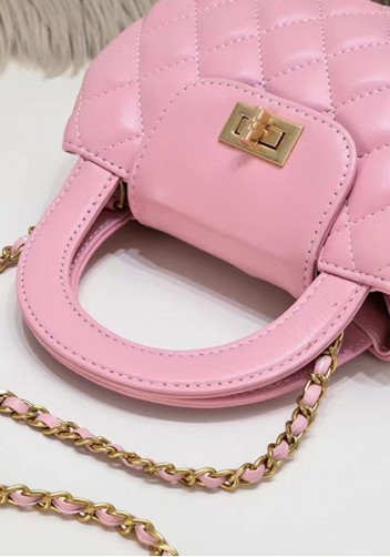 Adele Flap Top Handle Leather Shoulder Bag Pink