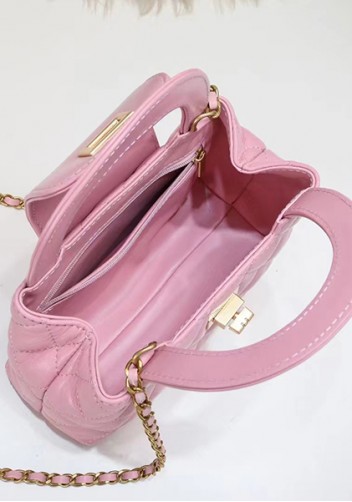 Adele Flap Top Handle Leather Shoulder Bag Pink