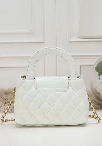 Adele Flap Top Handle Leather Shoulder Bag White