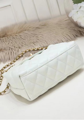 Adele Flap Top Handle Leather Shoulder Bag White