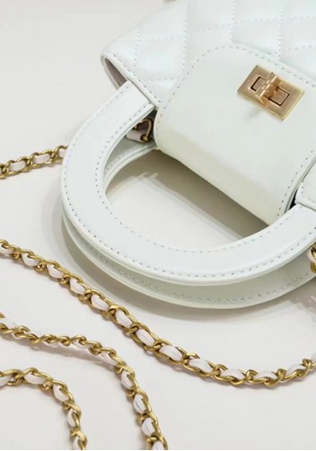 Adele Flap Top Handle Leather Shoulder Bag White