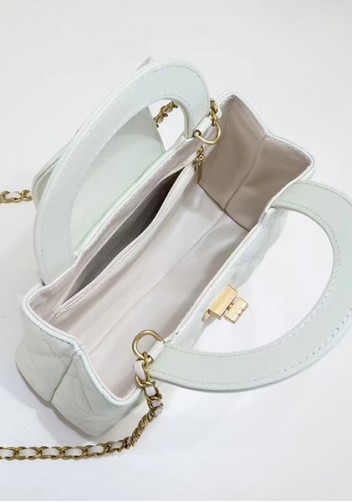 Adele Flap Top Handle Leather Shoulder Bag White