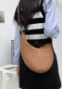 Mia Drop Woven Leather Shoulder Bag Brown