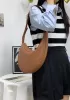 Mia Drop Woven Leather Shoulder Bag Brown