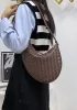 Mia Drop Woven Leather Shoulder Bag Choco