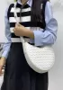 Mia Drop Woven Leather Shoulder Bag White