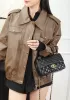 Adele Flap Chain Top Handle Leather Shoulder Bag Black