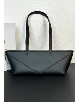 Adrienne Cropped Patchwork Leather Tote Black