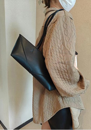 Adrienne Cropped Patchwork Leather Tote Black