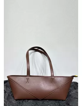 Adrienne Cropped Patchwork Leather Tote Choco